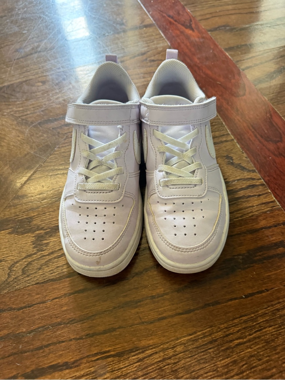 Nike Kids White & Light Purple Hook-and-Loop Sneakers 1.5Y